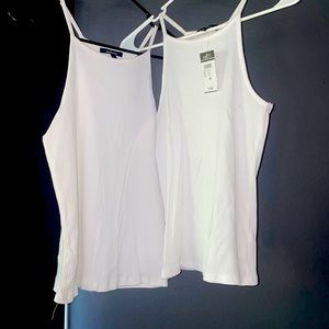 Two white tank top halter tops